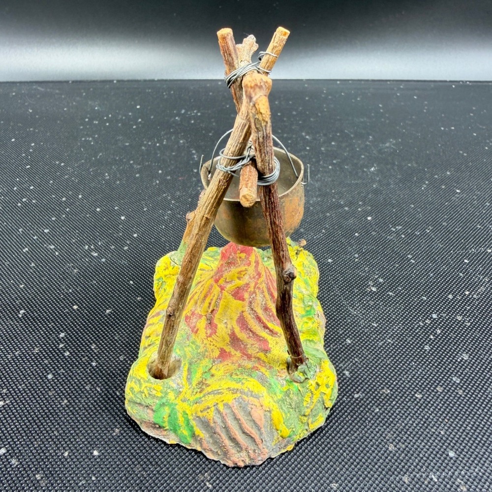 Germany US Zone Miniature Campfire Cauldron Pot Christmas Diorama Putz Fire VTG - Picture 6 of 9